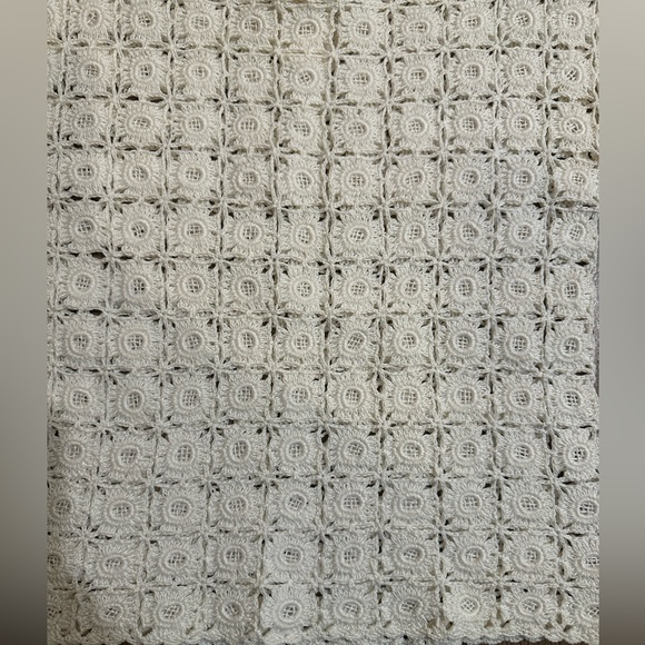 Vintage SK Imports Hand Crocheted Ivory Shirt-Size Small - Picture 3 of 7